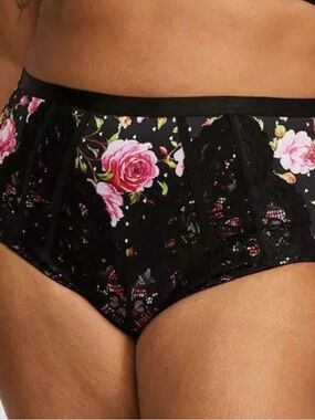 Torrid Black Floral Lace High-Waist Briefs